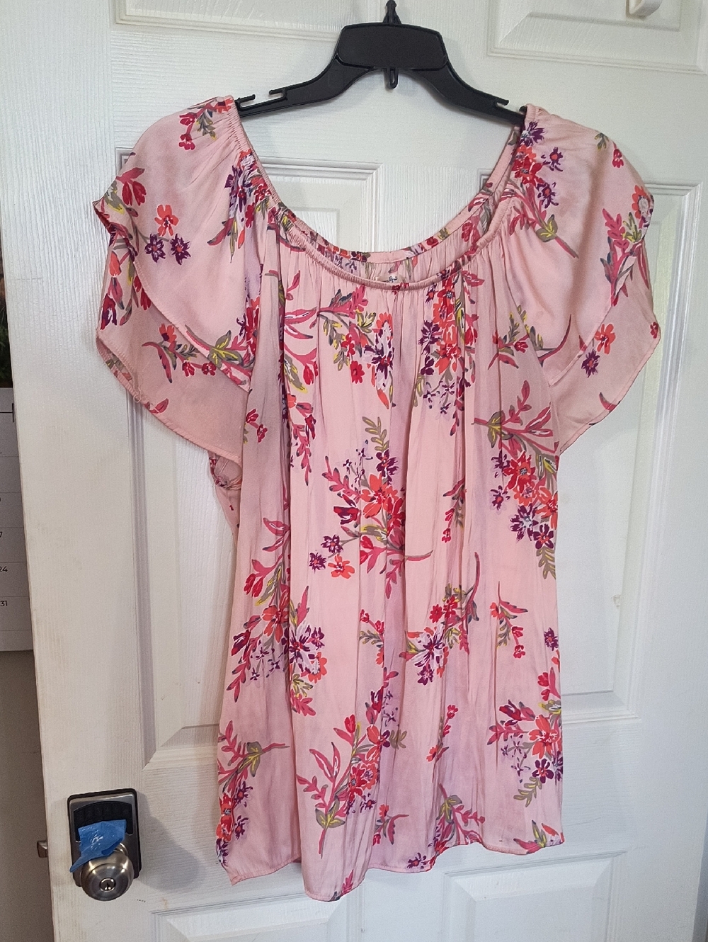 Terra & Sky Light Pink Floral Flutter Sleeve Top